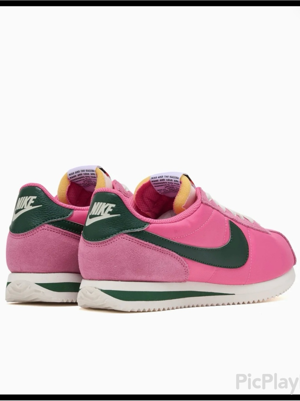 Nike Women's Cortez Pinksicle Fir Green Swoosh Accent Sneakers - Size 9 (NWOB)